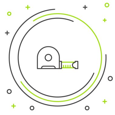 Çizgi Rulet inşaat ikonu beyaz arkaplanda izole edildi. Mezura ölçüm sembolü. Renkli taslak konsepti. Vektör.