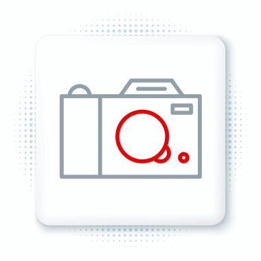 Çizgi fotoğraf makinesi simgesi beyaz arkaplanda izole edildi. Fotoğraf makinesi simgesi. Renkli taslak konsepti. Vektör.