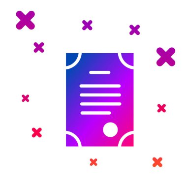 Renk Ölüm sertifikası simgesi beyaz arkaplanda izole edildi. Kademeli rastgele dinamik şekiller. Vektör.