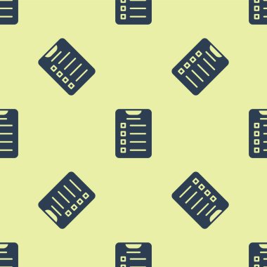 Mavi Yeni Yıl hedefleri listesi ve planlar simgesi sarı arka planda izole edilmiş kusursuz desen. Mutlu Noeller ve mutlu yıllar. Vektör.