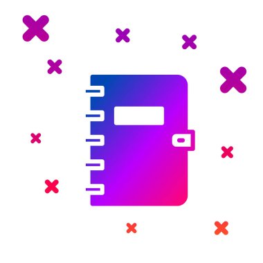 Renkli Not Defteri simgesi beyaz arkaplanda izole edildi. Spiral not defteri simgesi. Okul defteri. Yazı tahtası. Okul günlüğü. Kademeli rastgele dinamik şekiller. Vektör.