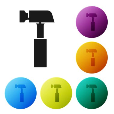 Siyah Tokmak simgesi beyaz arkaplanda izole edildi. Tamir için bir araç. Simgeleri renk daire düğmelerine ayarla. Vektör.