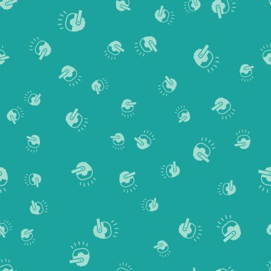 Yeşil bisiklet başlıklı lamba ikonu yeşil arka planda izole edilmiş pürüzsüz desen. Bisikletli yol sporu gece lambası. Vektör.