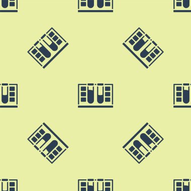 Su damlası ikonlu mavi test tüpü sarı arka planda izole edilmiş pürüzsüz desen. Vektör.