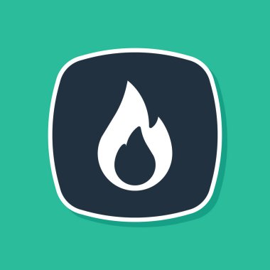 Mavi Ateş alev simgesi yeşil arkaplanda izole edildi. Vektör