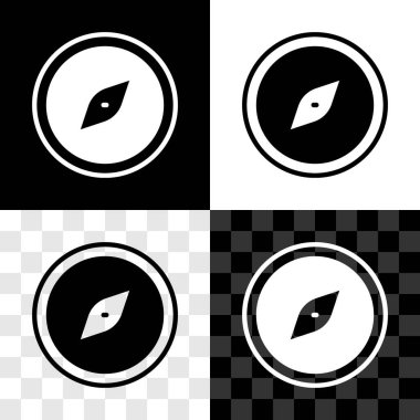 Pusula simgesini siyah beyaz, şeffaf arkaplanda izole et. Rüzgâr yön bulma sembolü. Rüzgar gül işareti. Vektör