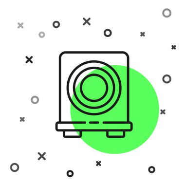 Siyah çizgi elektrikli soba ikonu beyaz arka planda izole edildi. Mutfak tabelaları. Dört daire ocağı olan bir hob. Vektör.