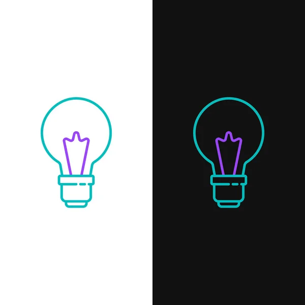 Line Light Bulb Concept Idea Icon Isolated White Black Background — Stock Vector