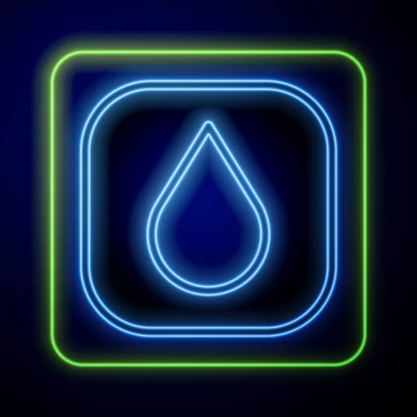 Сяючий Неоновий Значок Краплі Води Ізольовано Синьому Фоні Векторні — стоковий вектор