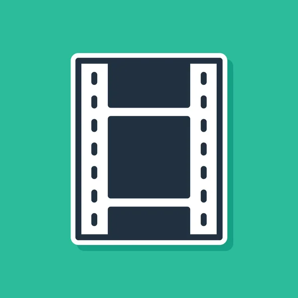 Blue Play Video Icoon Geïsoleerd Groene Achtergrond Filmstrip Bord Vector — Stockvector