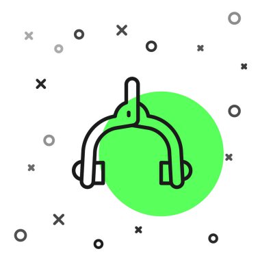 Siyah çizgi bisiklet freni kalibreleri çift pivot simgesi beyaz arkaplanda izole edildi. Bisiklet fren teli. Vektör.