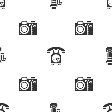 Kamera rulo kartuşu, telefon ahizesi ve fotoğraf makinesini kusursuz şekilde ayarla. Vektör