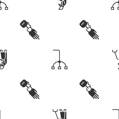 Büyükanneyi, bastonu ve protezi kusursuz desene ayarla. Vektör