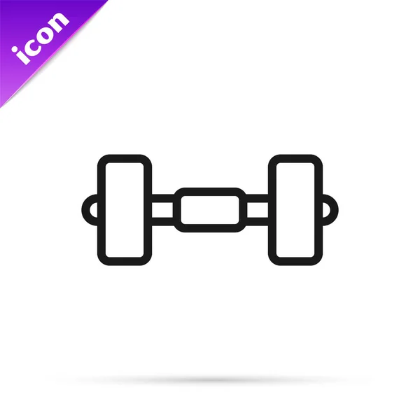 Icono Dumbbell Línea Negra Aislado Sobre Fondo Blanco Icono Levantamiento — Archivo Imágenes Vectoriales