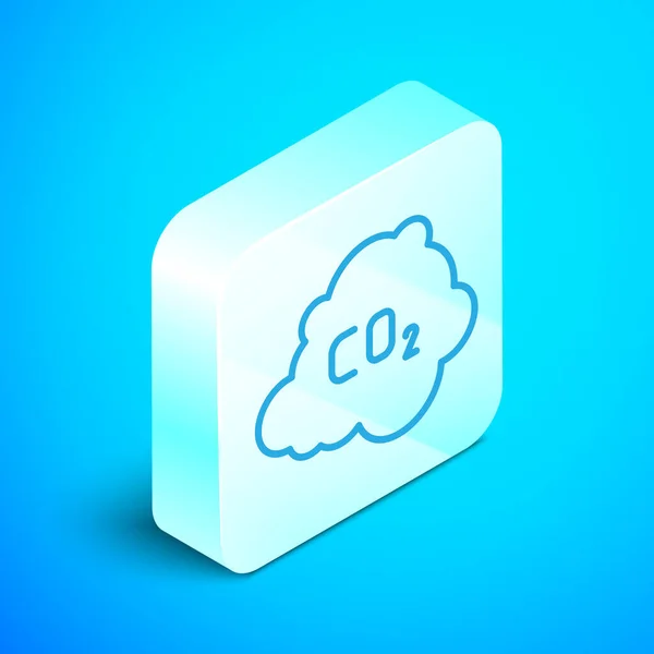 Isometric Line Co2 Emissions Cloud Icon Isolated Blue Background Carbon — Stock Vector