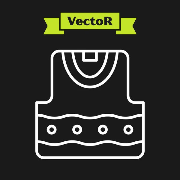 Das Symbol Der Weißen Weste Ist Auf Schwarzem Hintergrund Isoliert — Stockvektor