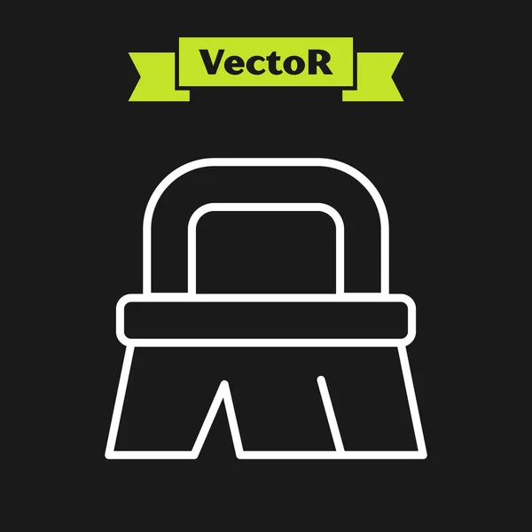 Weiße Linie Pinsel Für Die Reinigung Symbol Isoliert Auf Schwarzem — Stockvektor