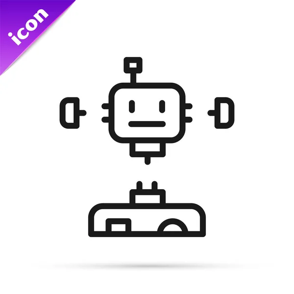 Ligne Noire Icône Robot Démonté Isolé Sur Fond Blanc Intelligence — Image vectorielle