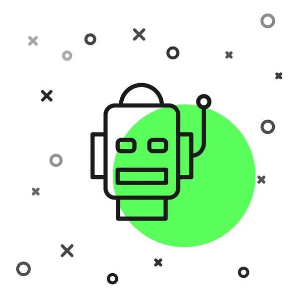 Icono Robot Línea Negra Aislado Sobre Fondo Blanco Inteligencia Artificial — Archivo Imágenes Vectoriales