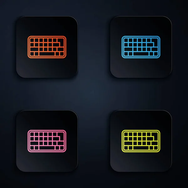 Color Neón Línea Icono Del Teclado Del Ordenador Aislado Sobre — Vector de stock