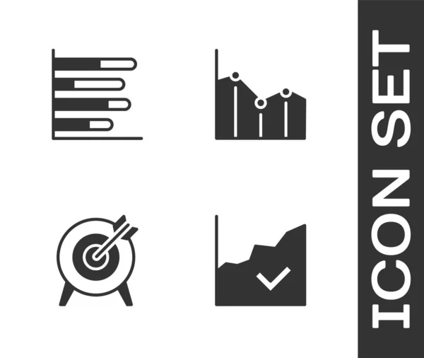 Set Finanzwachstumssteigerung Tortendiagramm Infografik Ziel Und Symbol Vektor — Stockvektor