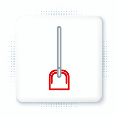 Beyaz arkaplanda çizgi küreği simgesi izole edildi. Bahçe aletleri. Bahçecilik, tarım, çiftçilik aleti. Renkli taslak konsepti. Vektör.