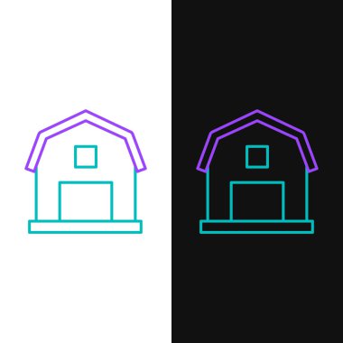 Line Farm House konsept ikonu beyaz ve siyah arka planda izole edildi. Kırsal çiftlik manzarası. Renkli taslak konsepti. Vektör.