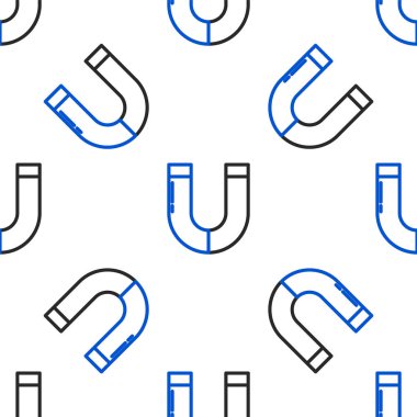 Mıknatıs çizgi simgesi beyaz arkaplanda izole edilmiş. At nalı mıknatısı, manyetizma, manyetizma, çekim. Renkli taslak konsepti. Vektör.