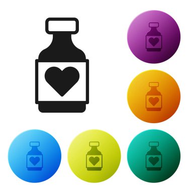 Siyah vitamin kompleksi beyaz arka planda izole edilmiş hap kapsülü ikonu. Sağlıklı bir yaşam tarzı. Simgeleri renk daire düğmelerine ayarla. Vektör.