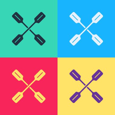 Pop Art Paddle simgesi renk arkaplanında izole edildi. Kürek çekin. Vektör.