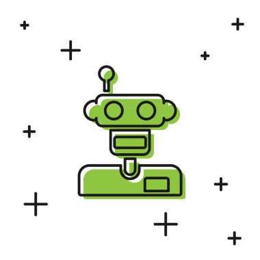 Siyah Robot simgesi beyaz arkaplanda izole edildi. Vektör.
