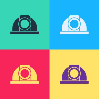 Pop Art Worker güvenlik başlığı simgesi renk arkaplanda izole edildi. Vektör.