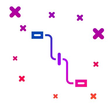 Beyaz arkaplanda izole edilmiş renkli bisiklet pedalları simgesi. Kademeli rastgele dinamik şekiller. Vektör.