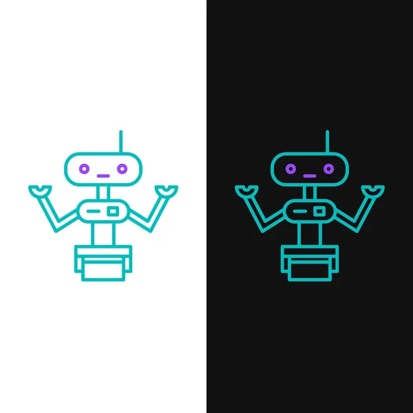 Line Robot Symbol Isoliert Auf Weißem Und Schwarzem Hintergrund Buntes — Stockvektor