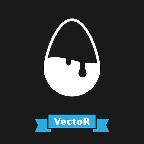 Белый Шоколадное Яйцо Значок Изолирован Черном Фоне Вектор — стоковый вектор