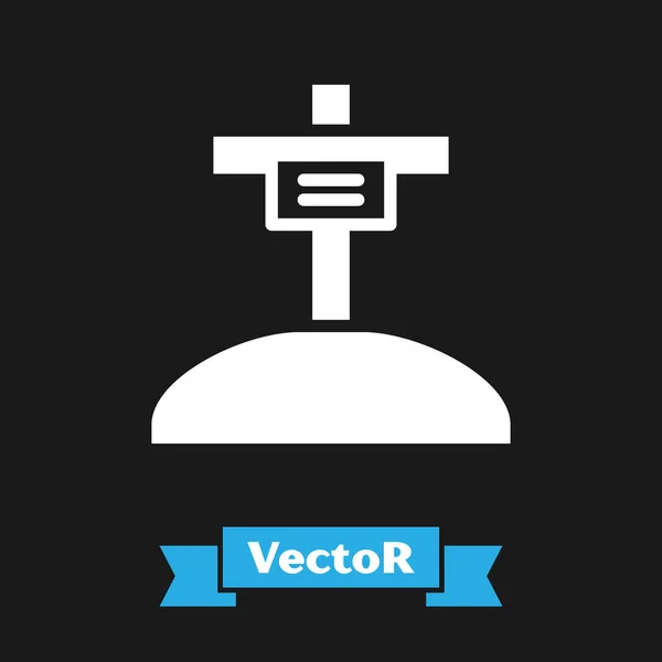 Tombe Blanche Avec Icône Croix Isolée Sur Fond Noir Vecteur — Image vectorielle