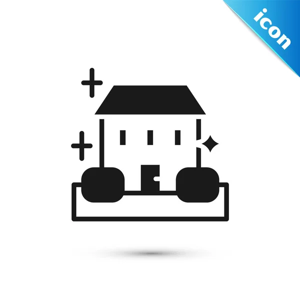 Grau Home Reinigungsdienstkonzept Symbol Isoliert Auf Weißem Hintergrund Bauen Und — Stockvektor