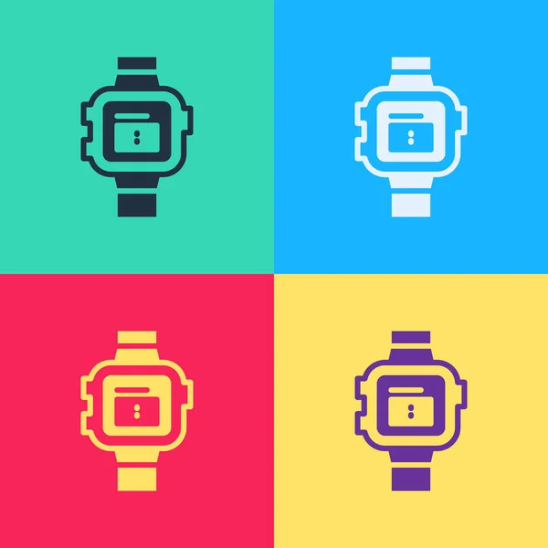 Pop Art Armbanduhr Symbol Isoliert Auf Farbigem Hintergrund Armbanduhr Symbol — Stockvektor