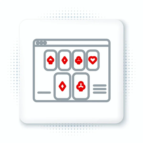 Line Online Poker Table Game Icon Isolated White Background Online — Stock Vector