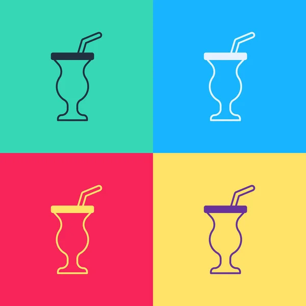 Pop Art Ikon Milkshake Terisolasi Pada Latar Belakang Warna Cangkir Stok Ilustrasi 