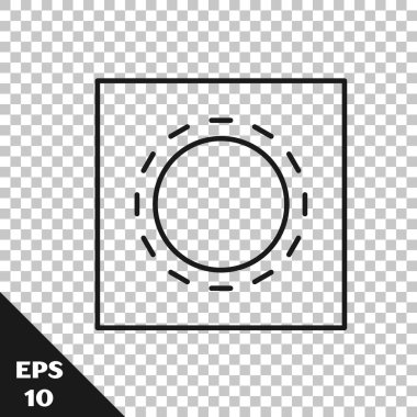 Güvenli seks ikonunda siyah çizgi prezervatifi şeffaf arka planda izole edilmiş. Güvenli aşk sembolü. Erkekler için doğum kontrol yöntemi. Vektör İllüstrasyonu.