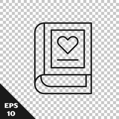 Siyah çizgi tıp kitabı simgesi şeffaf arkaplanda izole edildi. Vektör.