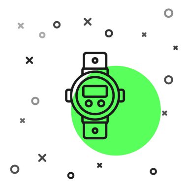 Siyah çizgi dalış ikonu beyaz arkaplanda izole edildi. Su altı ekipmanları. Vektör.