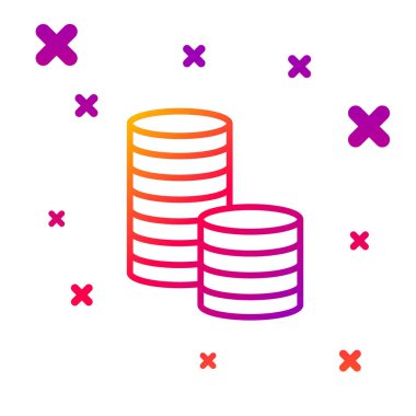 Beyaz arkaplanda dolar sembolü olan renk çizgisi parası. Bankacılık işareti. Para sembolü. Kademeli rastgele dinamik şekiller. Vektör.