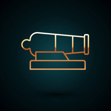 Altın çizgi top simgesi koyu mavi arkaplanda izole edildi. Vektör