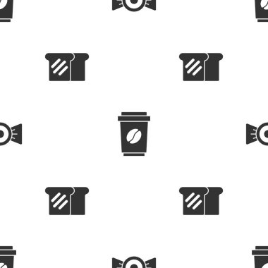 Candy 'yi, kahve bardağını ve ekmeksiz tostu hazır et. Vektör