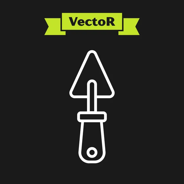 Белая Линия Значок Trowel Изолирован Черном Фоне Вектор — стоковый вектор