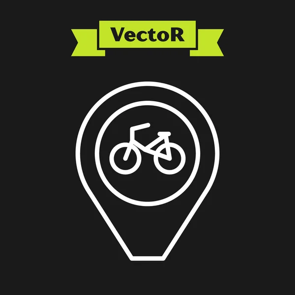 Ligne Blanche Pointeur Carte Avec Icône Vélo Isolé Sur Fond — Image vectorielle
