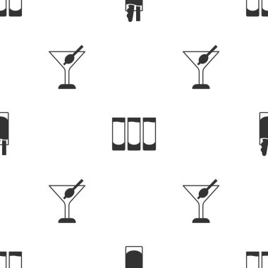 Kokteyl Bloody Mary, shot bardağı ve Martini 'yi kusursuz dizilime getir. Vektör