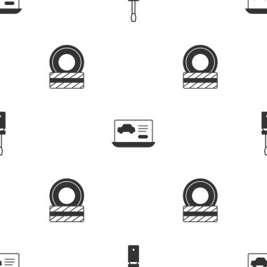 Tornavida ayarlayın, arabanın tanısal durumu ve araba tekerleği sorunsuz. Vektör